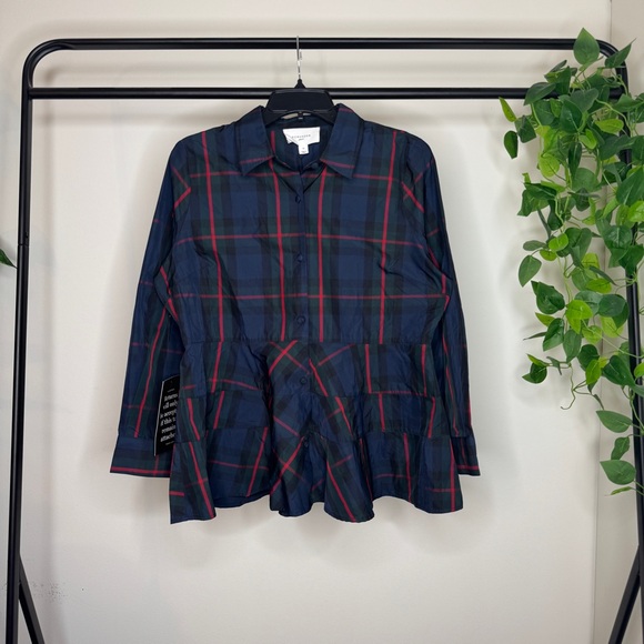 NWT Tuckernuck Pomander Place Fraser Plaid Ashlen Tartan Blouse size M Medium - Picture 2 of 13